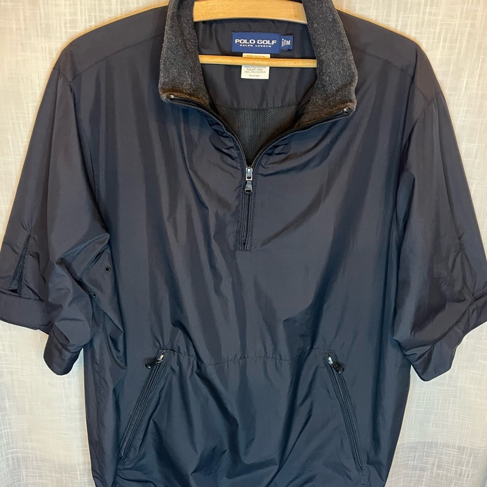 POLO GOLF Ralph Lauren Men's Black short sleeve Pullover Windbreaker Jacket M